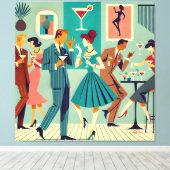 ミッドセンチュリーモダンパーティーザマルチニダンス キャンバスプリント (インサイチュ (ウッドフロア))