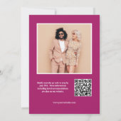 ミッドセンチュリーモダンパープルサークルホタテQR写真 招待状 (裏面)