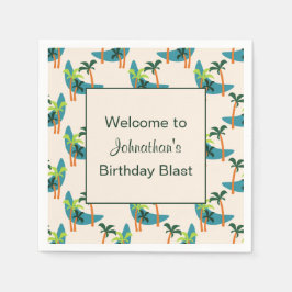 ミッドセンチュリーモダンパームオアシスバースデーパーティー スタンダードカクテルナプキン