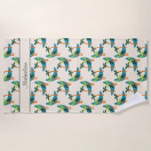 ミッドセンチュリーモダンパームオアシスパーソナライズされた名 ビーチタオル (正面)