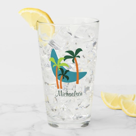 ミッドセンチュリーモダンパームオアシス タンブラーグラス (アイス正面)