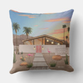 ミッドセンチュリーモダンパーム春フラミンゴハウス | クッション (裏面)