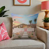 ミッドセンチュリーモダンパーム春フラミンゴハウス | クッション