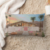 ミッドセンチュリーモダンパーム春フラミンゴハウス | ランバークッション (ブランケット)