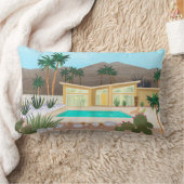 ミッドセンチュリーモダンパーム春プールハウス | ランバークッション (ブランケット)
