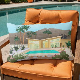 ミッドセンチュリーモダンパーム春プールハウス | ランバークッション