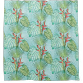 ミッドセンチュリーモダンパーム春熱帯葉 シャワーカーテン (正面)