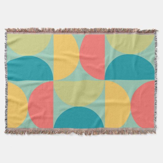 ミッドセンチュリーモダンビタースイートマスタードとオリーブ スローブランケット (正面)