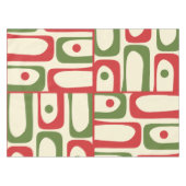 ミッドセンチュリーモダンピケのクリスマスレッドとグリーン テーブルクロス (正面(横))