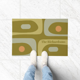 ミッドセンチュリーモダンピケのパタパーソナライズされたーン ドアマット