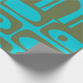 ミッドセンチュリーモダンピケターコイズオリーブパターン ラッピングペーパー (角)