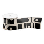 ミッドセンチュリーモダンピケブラックアンドクリーム抽象芸術 サテンリボン (リール)