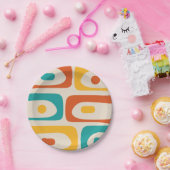 ミッドセンチュリーモダンピケミニマル抽象芸術ティール(緑がかった色) ペーパープレート (パーティー)