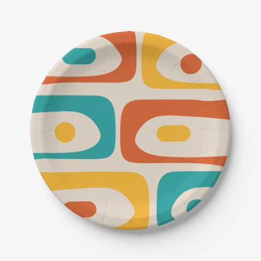 ミッドセンチュリーモダンピケミニマル抽象芸術ティール(緑がかった色) ペーパープレート (正面)