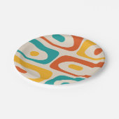ミッドセンチュリーモダンピケミニマル抽象芸術ティール(緑がかった色) ペーパープレート (アングル)