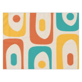 ミッドセンチュリーモダンピケ抽象芸術ティール(緑がかった色)とオレンジ テーブルクロス (正面(横))