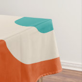 ミッドセンチュリーモダンピケ抽象芸術ティール(緑がかった色)とオレンジ テーブルクロス (インサイチュ)