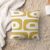 ミッドセンチュリーモダンピケ抽象芸術パタンマスタード クッション (ブランケット)