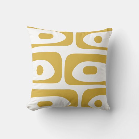 ミッドセンチュリーモダンピケ抽象芸術パタンマスタード クッション (正面)