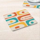 ミッドセンチュリーモダンピケ抽象芸術パーソナライズされた スクエアペーパーコースター (アングル)
