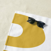 ミッドセンチュリーモダンピケ抽象芸術マスタード&ホワイト ビーチタオル (インサイチュ)