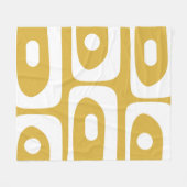 ミッドセンチュリーモダンピケ抽象芸術マスタード&ホワイト フリースブランケット (正面(横))