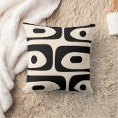 ミッドセンチュリーモダンピケ模様ブラックアンドクリーム クッション (ブランケット)