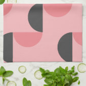 ミッドセンチュリーモダンピンクとグレー キッチンタオル (折り畳み)