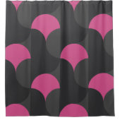 ミッドセンチュリーモダンピンクとグレー シャワーカーテン (正面)