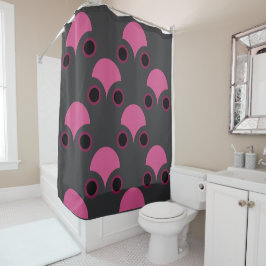 ミッドセンチュリーモダンピンクとグレー シャワーカーテン