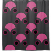 ミッドセンチュリーモダンピンクとグレー シャワーカーテン (正面)