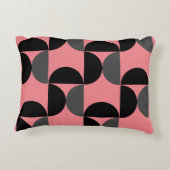 ミッドセンチュリーモダンピンクの黒と灰色 アクセントクッション (裏面)