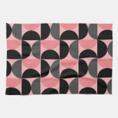 ミッドセンチュリーモダンピンクの黒と灰色 キッチンタオル (横)