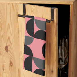 ミッドセンチュリーモダンピンクの黒と灰色 キッチンタオル