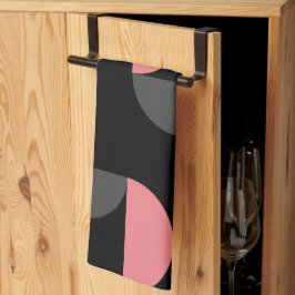 ミッドセンチュリーモダンピンクの黒と灰色 キッチンタオル