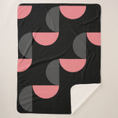 ミッドセンチュリーモダンピンクの黒と灰色 シェルパブランケット (正面)