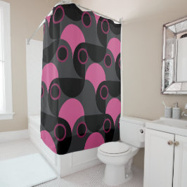 ミッドセンチュリーモダンピンクの黒と灰色 シャワーカーテン