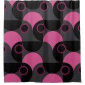 ミッドセンチュリーモダンピンクの黒と灰色 シャワーカーテン (正面)