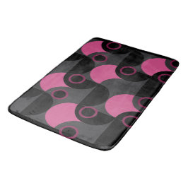 ミッドセンチュリーモダンピンクの黒と灰色 バスマット