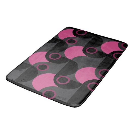ミッドセンチュリーモダンピンクの黒と灰色 バスマット (アングル)