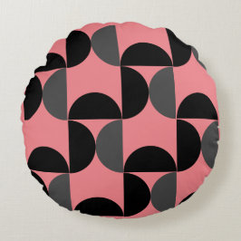 ミッドセンチュリーモダンピンクの黒と灰色 ラウンドクッション