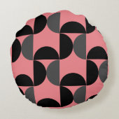 ミッドセンチュリーモダンピンクの黒と灰色 ラウンドクッション (裏面)