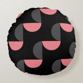 ミッドセンチュリーモダンピンクの黒と灰色 ラウンドクッション