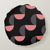 ミッドセンチュリーモダンピンクの黒と灰色 ラウンドクッション (裏面)