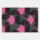 ミッドセンチュリーモダンピンクの黒と灰色 ラッピングペーパーシート (正面2)