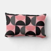 ミッドセンチュリーモダンピンクの黒と灰色 ランバークッション (裏面)