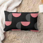 ミッドセンチュリーモダンピンクの黒と灰色 ランバークッション (ブランケット)