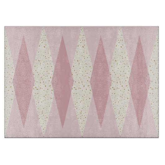 ミッドセンチュリーモダンピンクアーガイルカットボード カッティングボード (正面)