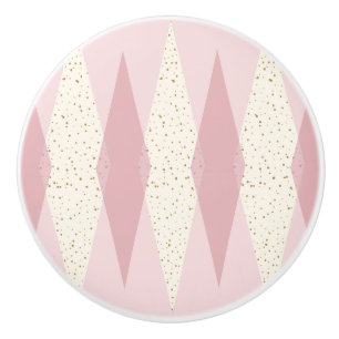 ミッドセンチュリーモダンピンクアーガイルセラミックノブ セラミックノブ