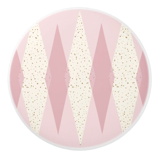 ミッドセンチュリーモダンピンクアーガイルセラミックノブ セラミックノブ (正面)